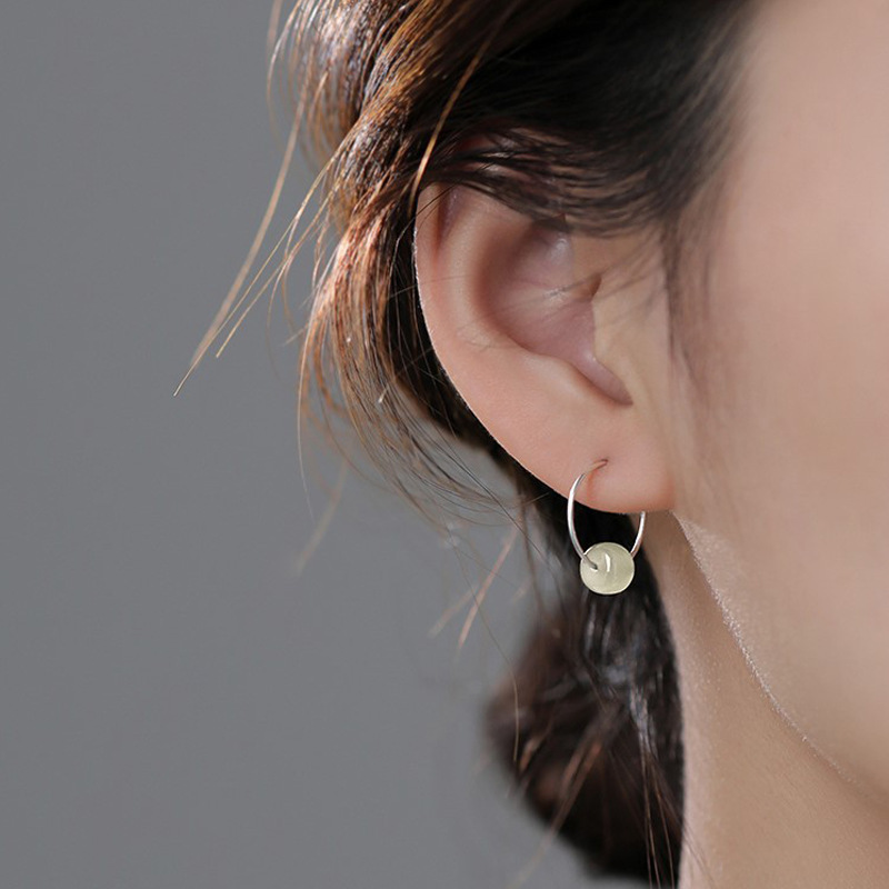 National Trend Jade Circle Earrings for Women, Simple and Fashionable, Versatile Chinese Style Beads, Hetian Jade Earrings, Hanfu Ear Clips