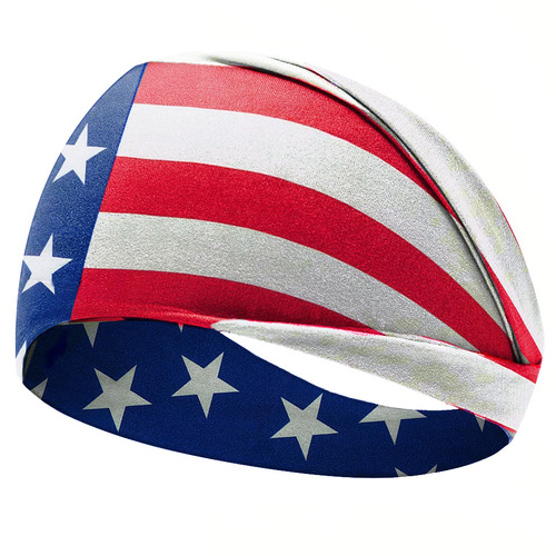 American Flag Independence Day Headband for Men Sports Elastic Headband for Women Fashion Cross Wide Headband Sweat Absorbent Hair Accessory