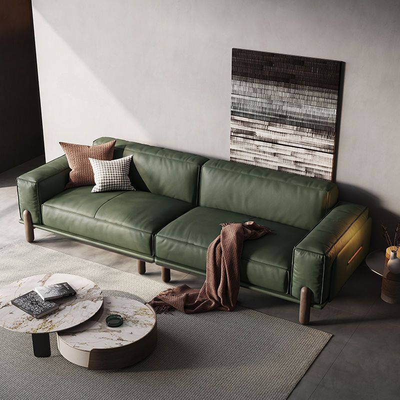 意式极简豆腐块客厅沙发简约轻奢奶油风直排头层牛皮小户型实木沙