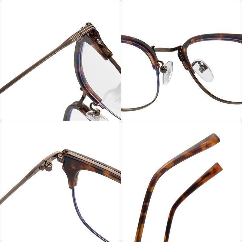 Moda de metal para hombres marcos de gafas comerciales lujosos anti-luz azul gafas de miopía TR90 con espejos de luz