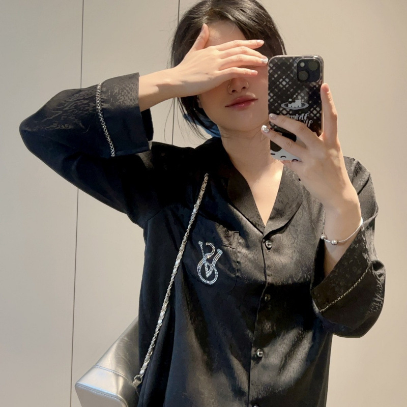 睡衣女冰丝秋冬新款长袖长裤提花纯色高级可外穿新款家居服套装|undefined