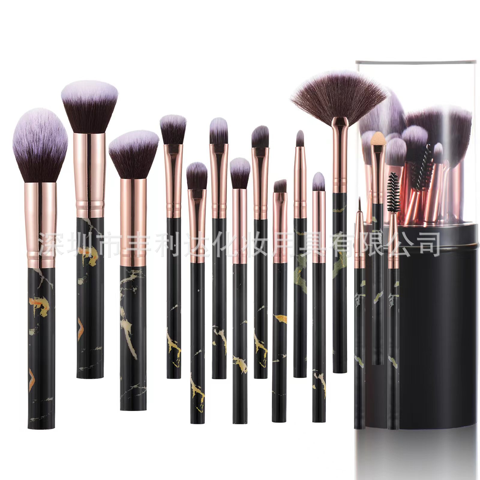 El mismo conjunto de cepillo de maquillaje de mármol 15 cepillo de maquillaje de textura para principiantes herramientas de pintura a granel cepillo blush