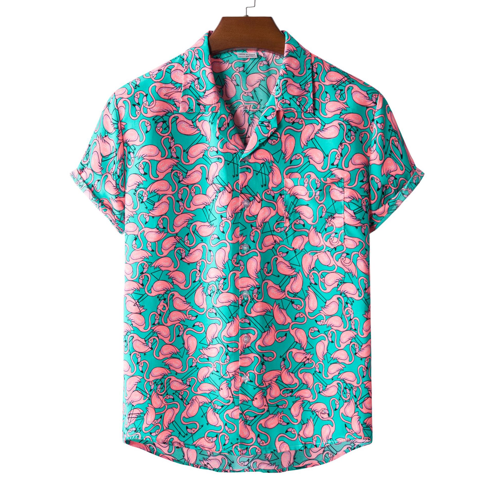Suministro de comercio exterior transfronterizo 2021 Camisa de manga corta hawaiana estampada estilo étnico para hombres Camisa de manga corta para hombres