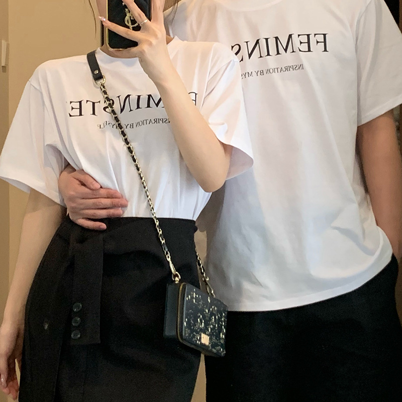 커플 원피스 여름 원피스 2023 새로운 간단한 플러스 사이즈 편지 반팔 티셔츠 당신의 원피스 내 원피스 하나 원피스 원피스 세트