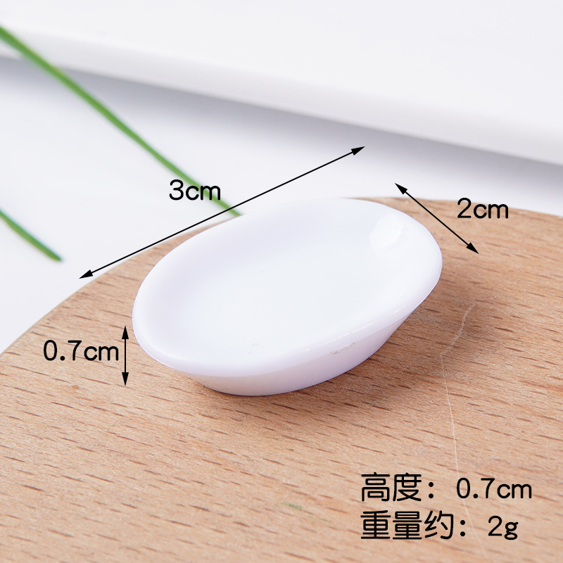 Plato pequeño de plástico blanco simulado para comida, mini plato de comida rápida, plato para bricolaje, juguete de comida, contenedor para pegamento en crema, accesorios.