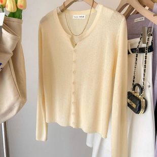 Shoulder Short Knitted Coat Women's Summer New Sunscreen Cardigan Thin Small Chanel Style Inner Base Shirt Top Trendy
