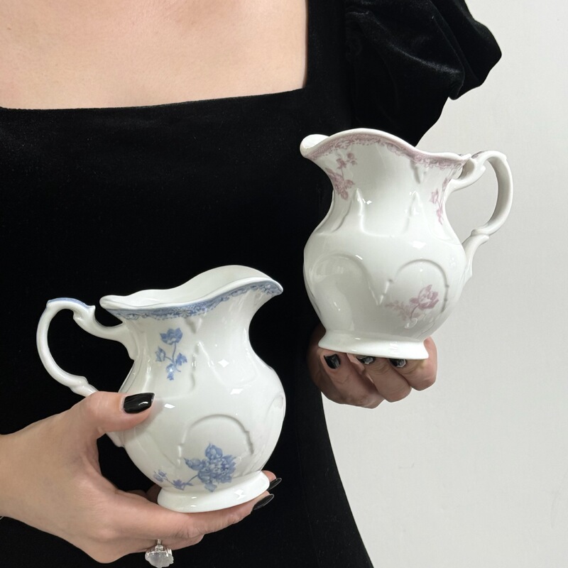 新しいフランス中世の雰囲気エンボスセラミックミルクカップコーヒーミルクポット小さな花瓶収納瓶家庭用卸売|undefined