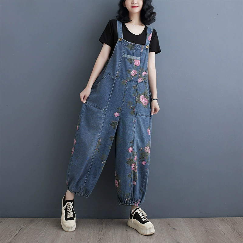 Летний винтажный джинсовый overall, плюс-сайз