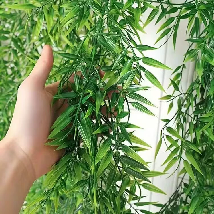 Имитированные бамбуковые листья и ротанговые настенные декорации, лозы, искусственные цветы для гостиной, настенная украшения, водопровод и провода обернуты