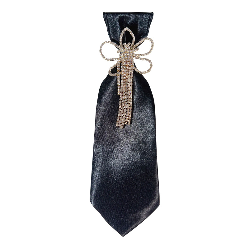 Cravatta floreale nera con strass e nappe accessorio per donna_voghion.com