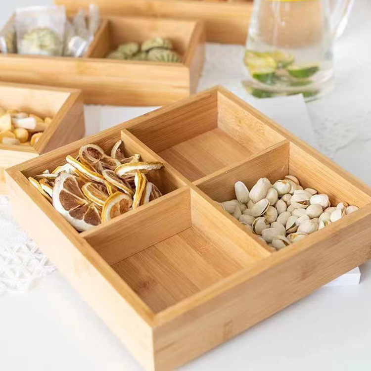 Jiugongge Wooden Box Japanese Hot Pot Solid Wood Storage Box Household Hot Pot Restaurant Cuisine Vegetable Platter Box