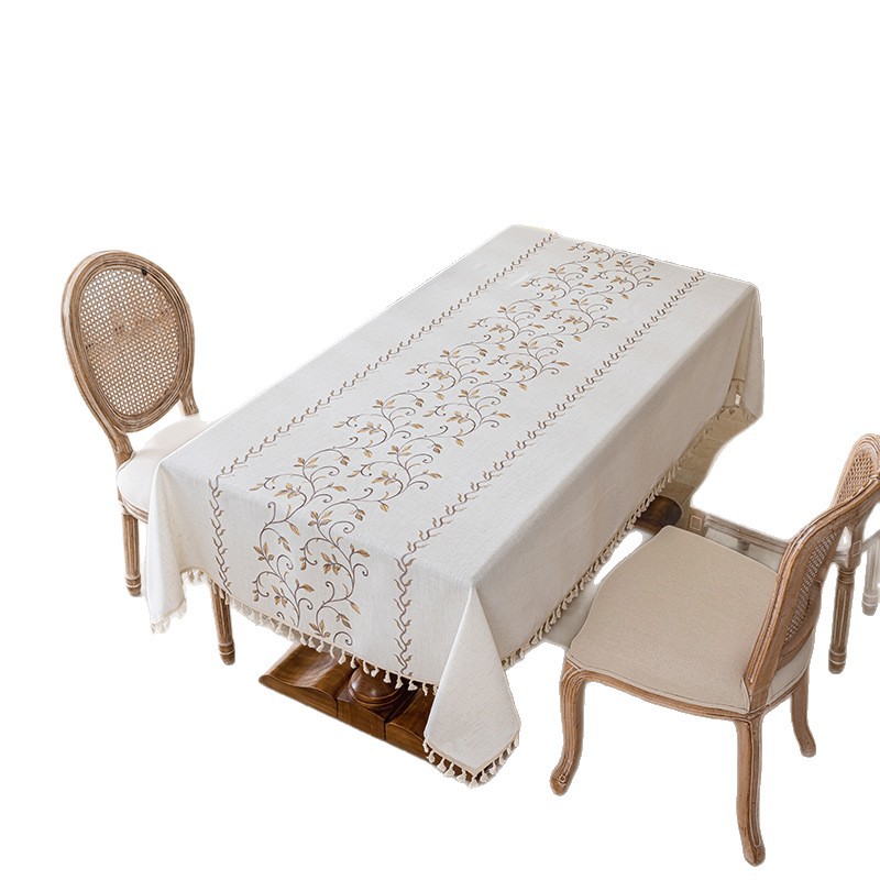 bordado fresa tela de mesa resistente al desgaste estilo francés simple retrógrado estilo de tela de mesa de té rectangular