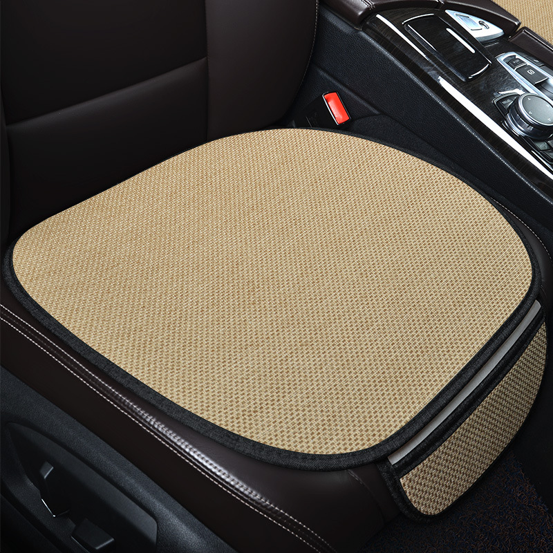 Universal Car Seat Cushion Four Seasons Universal Summer Linen Breathable (Seat cushion, seat cover) - beige-square-cushion