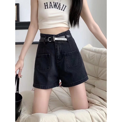 Vintage Fashion High-Waisted Denim Shorts for Women - Summer New Wide Leg Loose Fitting Slimming A-Line Pockets Pants with a Sense of Luxury