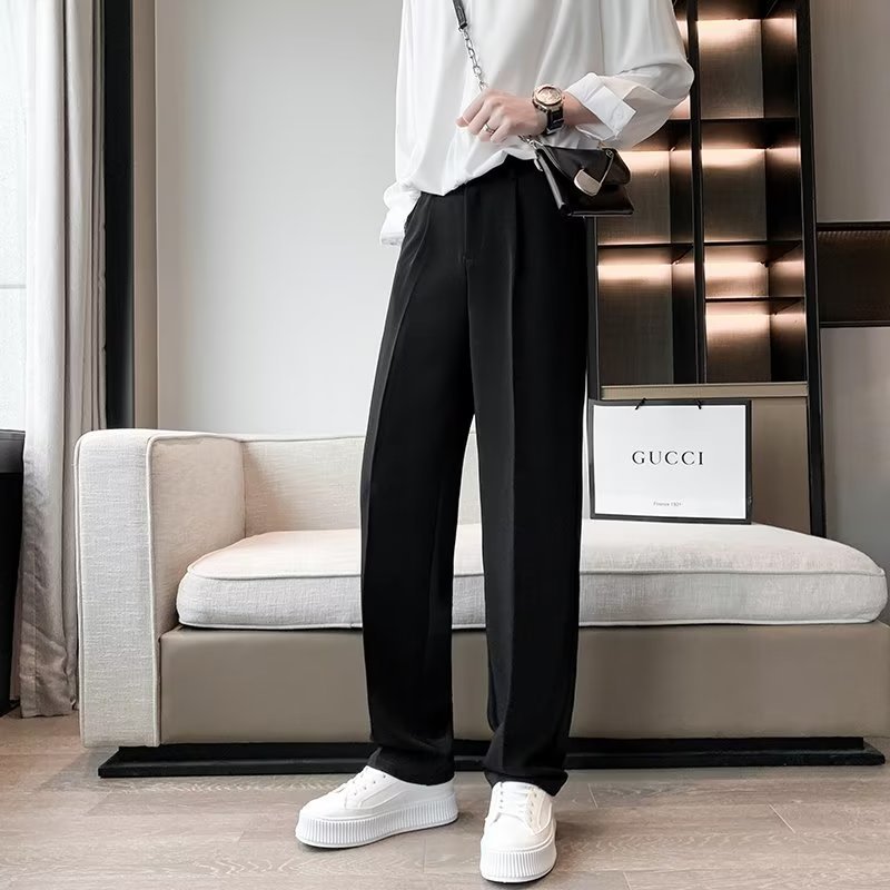 Summer Men's Trousers Straight-tube Loose-fit Trousers Korean Style Wide-leg Pants Slim-fit Suit Pants