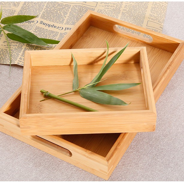 竹木托盘长方形茶盘实木家用功夫茶具水杯托盘日式木质面包木餐盘