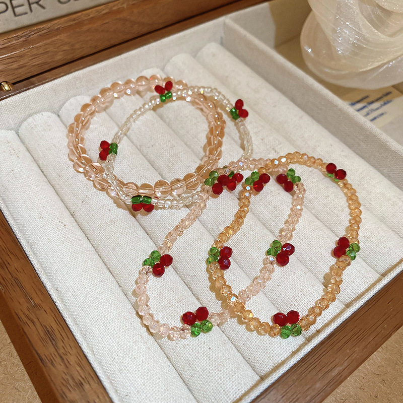 Cute Sweet Cherry Artificial Crystal Seed Bead Beaded Chain Beaded Bracelets Wholesale display picture 3