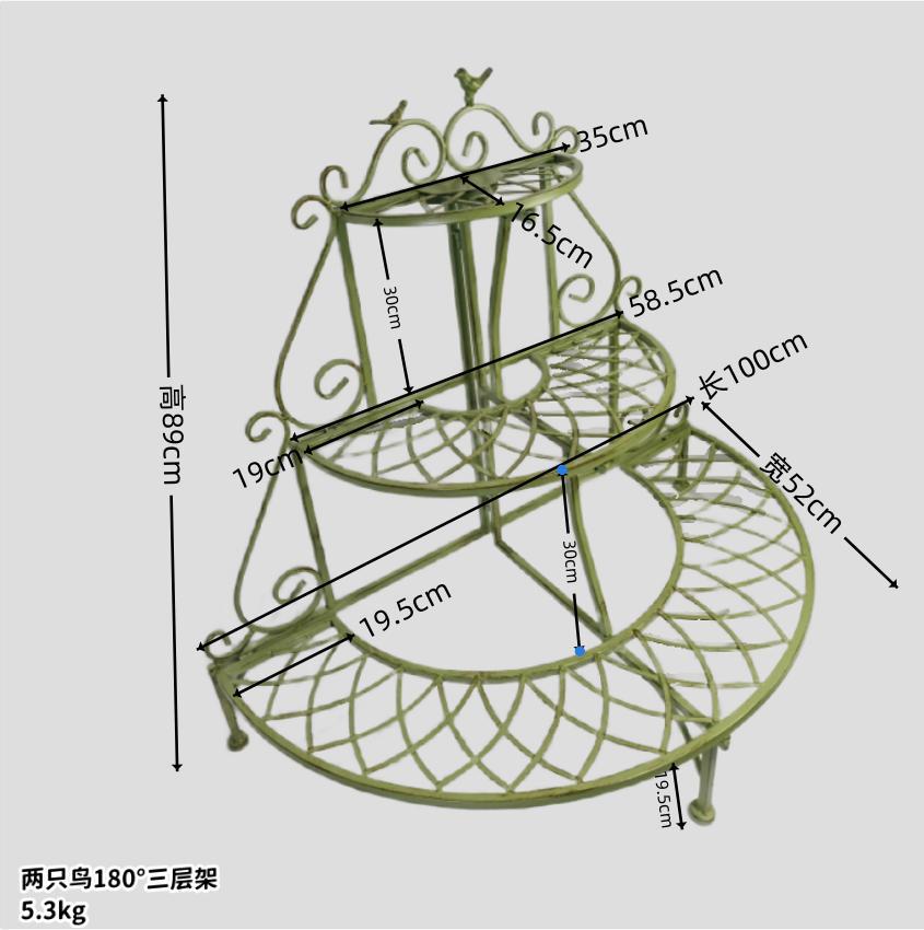 두 새 180 ° 반원 꽃 스탠드 그린