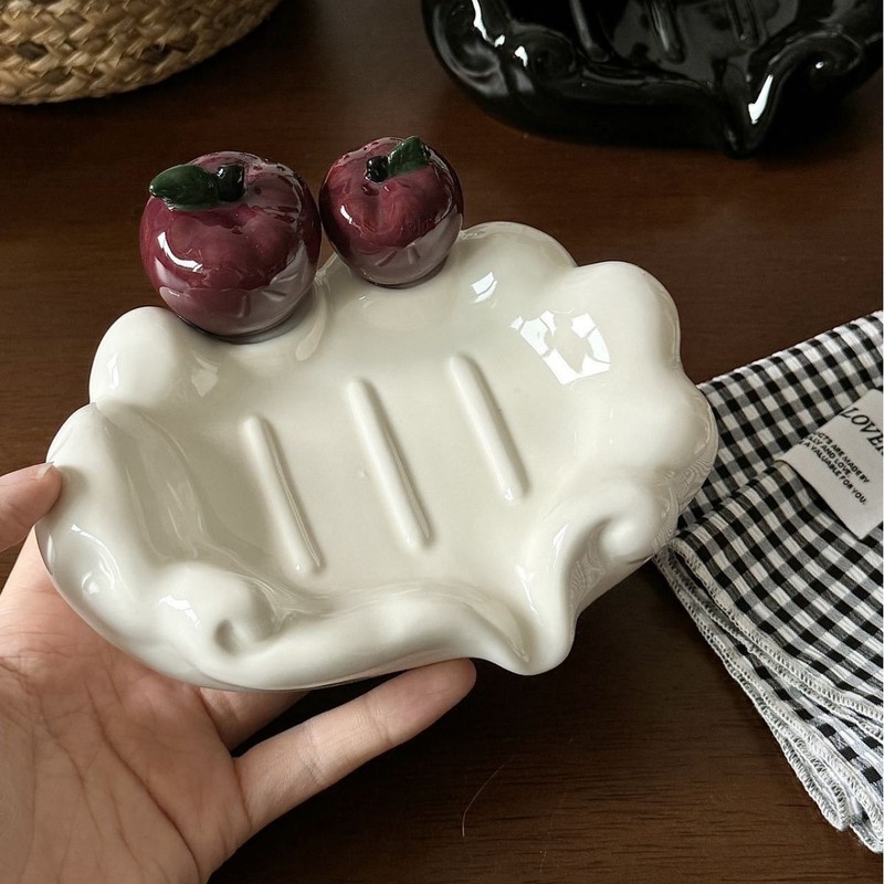 高品質のスネークフルーツソープディッシュ、軽くて豪華なセラミックソープディッシュ、排水用家庭用ソープディッシュ、洗面台用排水ラック|undefined
