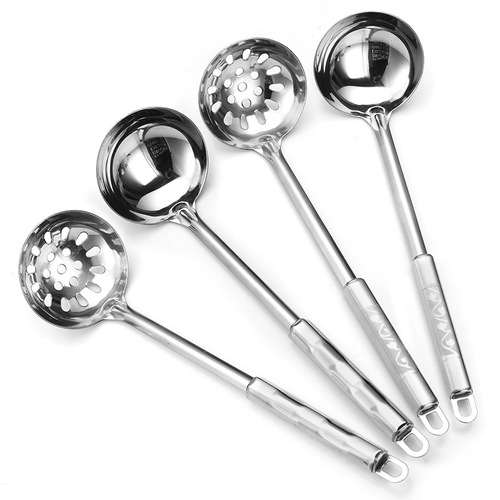 Home stainless steel soup spoon colander, household hot pot colander spoon, long handle soup ladle, kitchen soup bowl, gift spoon