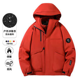 跨境批发工装冲锋衣 S-3XL情侣款户外男女同款加厚骑行徒步登山服
