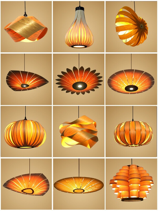 Southeast Asian dining lighting fixtures, lamps for restaurants, bedrooms, hallways, living rooms, bars, and homestays, bamboo and wood art veneer chandeliers