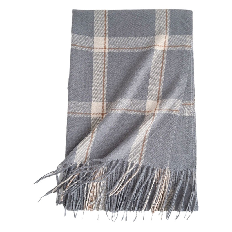 Bufanda de Otoño 2025 para Mujer, Estilo Coreano y Japonés, Retro, Imitación de Cachemira, Cálida, con Flecos, a Cuadros, Versátil, Delgada, para Primavera y Otoño