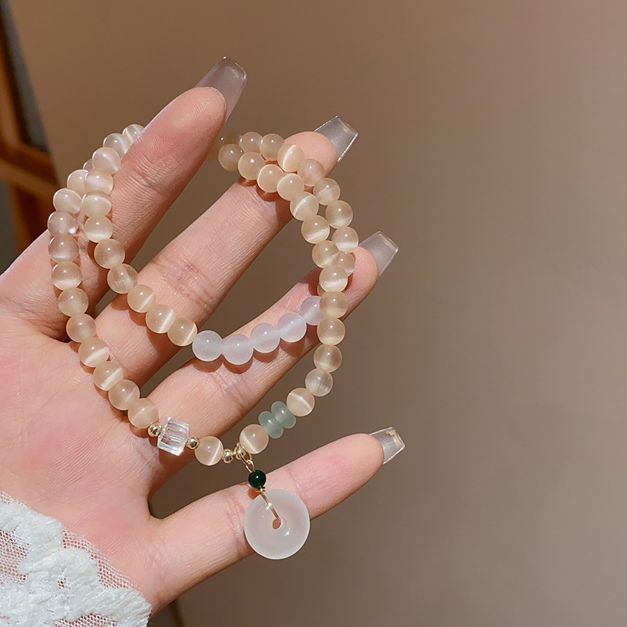 Pulsera de cuentas de cristal optimizada de ópalo natural 2025 nueva pulsera de todo fósforo de moda joyería de alta gama de nicho