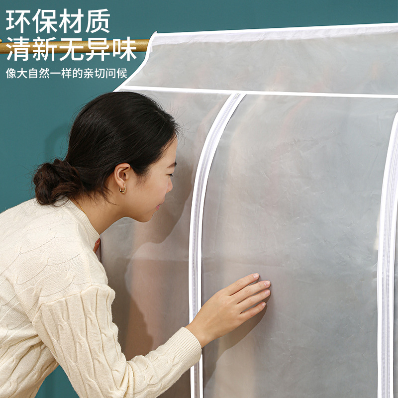 Ropa cubierta de polvo transparente impermeable abrigo traje ropa colgante bolsa armario colgando ropa tridimensional bolsa de polvo al por mayor