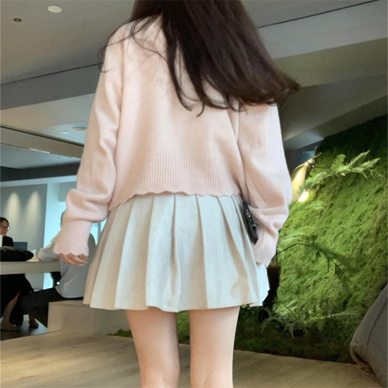 2024春秋新款拼色蕾丝拼接针织开衫女宽松设计感短毛衣外套上衣潮详情14
