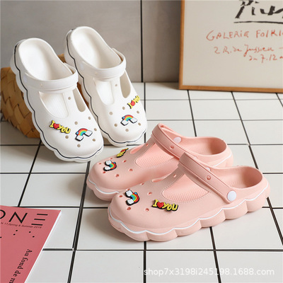 (Оптовые продажи), мультяшные тапочки в стиле Crocs, домашние женские тапочки, закрытый носок, мягкая подошва, подходят для носки на улице