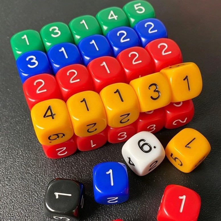 1-6 Numbered 16mm Rounded Corner Solid Color Dice Board Game Entertainment Teaching Aid Bar Card Game Eco-Friendly Six-Sided Prop