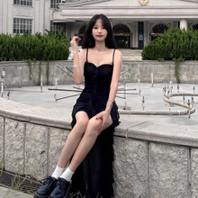 吊带连衣裙新款法式超仙纯欲荷叶边拼接抹胸吊带小背心显瘦不规则