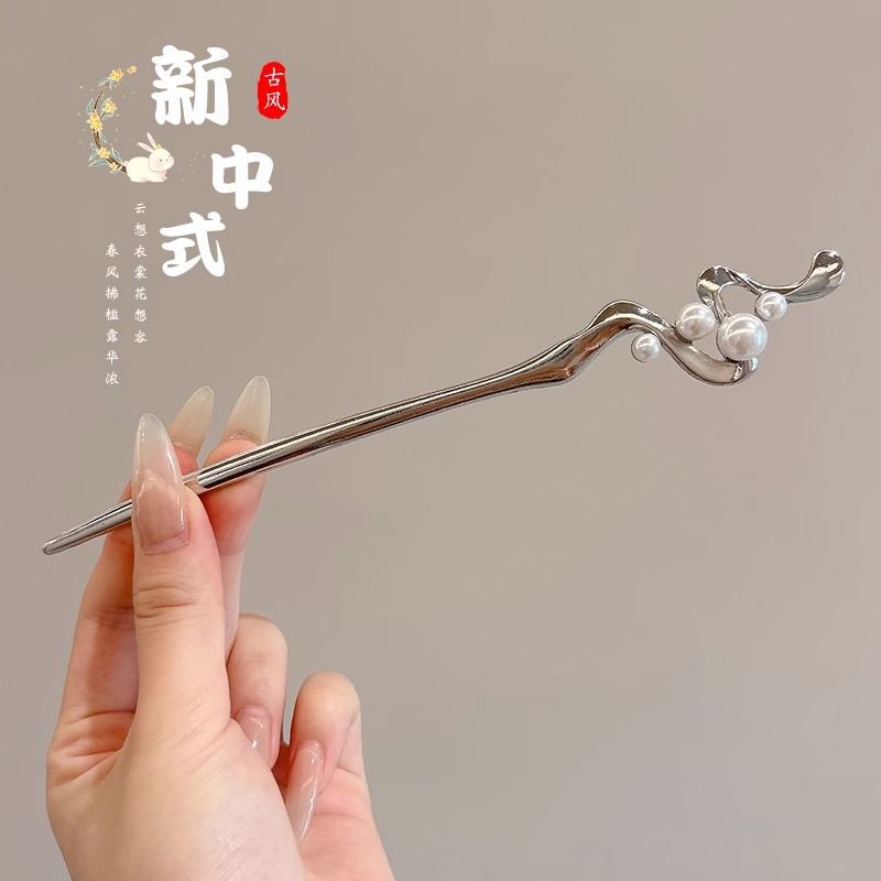 Nueva horquilla de estilo antiguo chino, horquilla de metal, horquilla de pelo de plato de sentido de alta calidad, horquilla de pelo de estilo chino, tocado de Hanfu, mujer