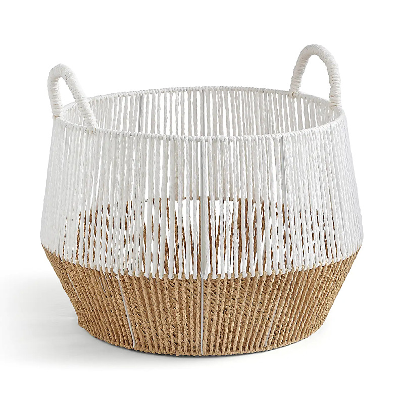 Cesta de ropa sucia Cesta de tejido de cuerda de papel Cesta de almacenamiento Cesta de ropa Cesta de lavandería doméstica Cesta de cosméticos Cesta de ordenamiento de artículos diversos