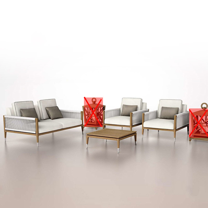 silla de teca al aire libre sofá patio balcón jardín de alojamiento de caña ocio combinación de cordón impermeable muebles al aire libre