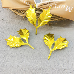 Cake Insert Tags Gold Leaves Christmas Cake Decoration Accessories Handmade DIY Sweet Treat Tags Plastic Leaves