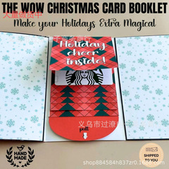 跨境Handmade Waterfall Christmas Gift Card Booklet圣诞礼品卡