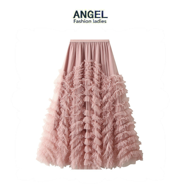 Design sense high -end mesh heavy work super large dress is thin and…