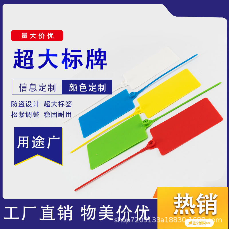 超大标牌防盗扣物流包裹防拆标签吊牌一次性塑料封条防伪防调包扣