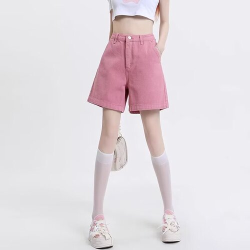Green dopamine wear denim shorts for women's summer new style ins style high waist slimming hot girl a-word three-point hot pants