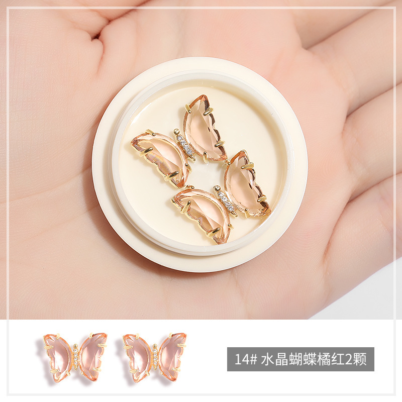 Online popular hielo transparente Aurora mariposa joyería cristal blanco piedra tridimensional uñas diamante Super Flash rhinestone uñas joyería