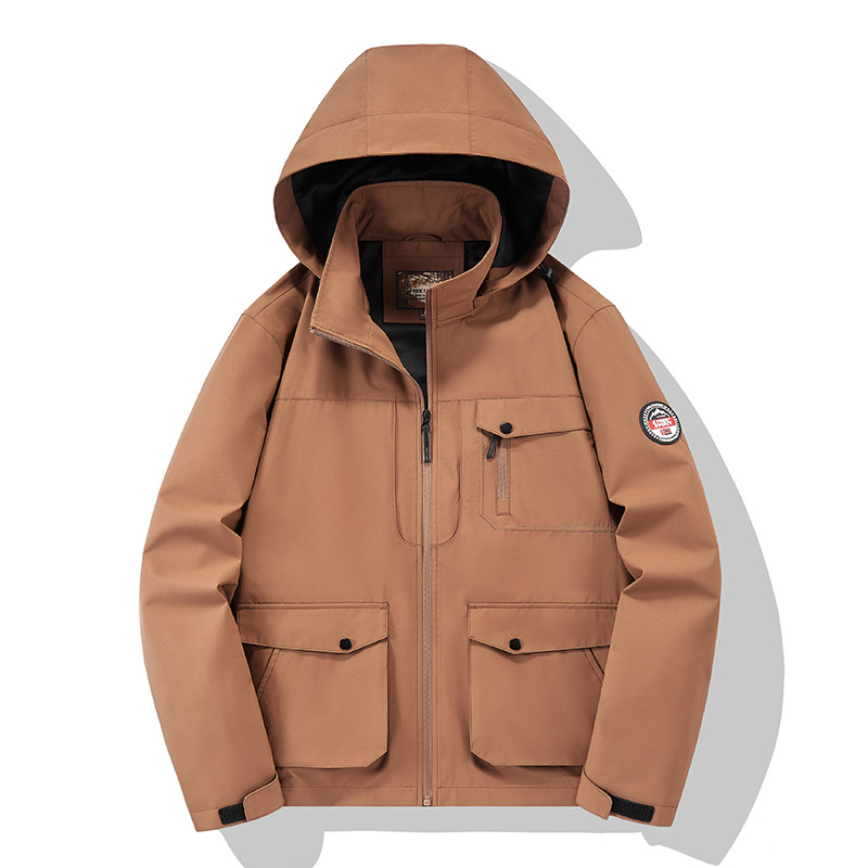 Chaqueta de tamaño grande transfronterizo primavera y otoño chaqueta de hombre a prueba de viento chaqueta impermeable de bolsillo para hombres carga al aire libre chaqueta casual