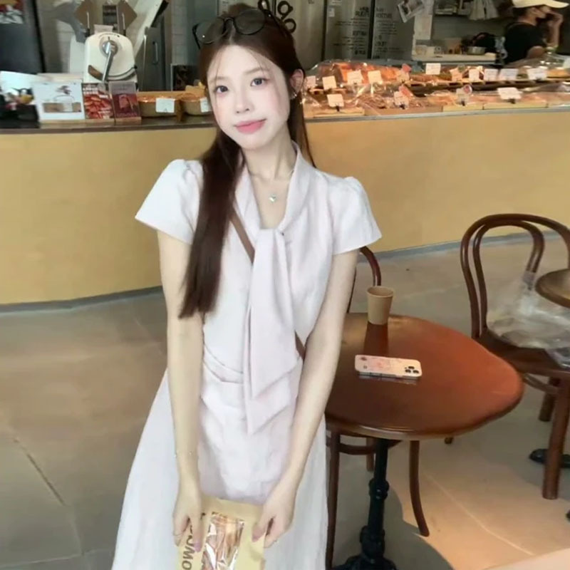 Gorgeous French-Style Gentle Pink Dress for Women, Summer New Collection, Particularly Beautiful, Waist-Cinching, Hip-Hugging Long Dress