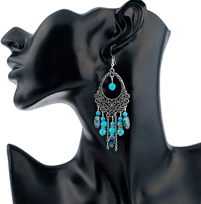 Banquet, Party Occasion Alloy, turquoise Material Geometric Pattern Retro Geometric Alloy Turquoise Wholesale Bracelets Earrings Necklace