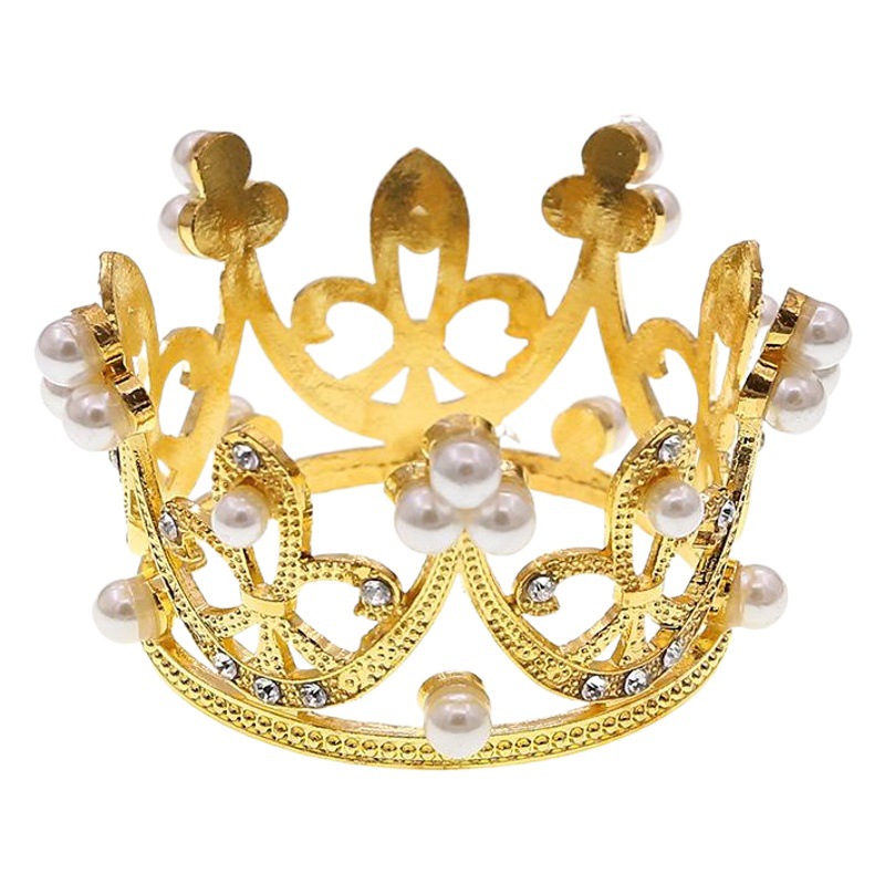 Torta redonda de los niños corona regalo hornear Decoración Accesorios cumpleaños aleación perla pequeño tocado accesorios adornos