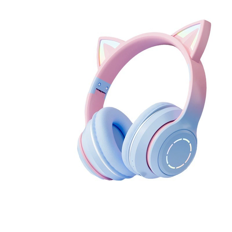 [Новая модель] Наушники Bluetooth BT035 складные с разъемом для карты, градиентный цвет, подсветка в виде кошачьих ушек