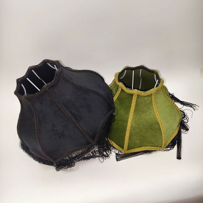跨境布艺流苏灯罩外壳通用绒布手工灯饰灯罩餐厅装饰灯遮光|undefined