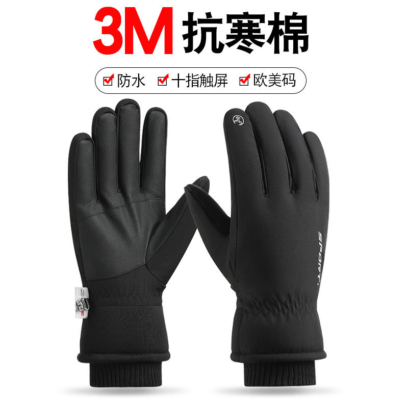 Ski Gloves Winter Men's Warm Fleece-Lined Thickeneded Touch Screen Windproof Waterproof Cold-Proof Outdoor Cycling Motorcycle Gloves