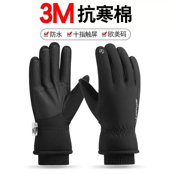 Ski Gloves Winter Men's Warm Fleece-Lined Thickeneded Touch Screen Windproof Waterproof Cold-Proof Outdoor Cycling Motorcycle Gloves